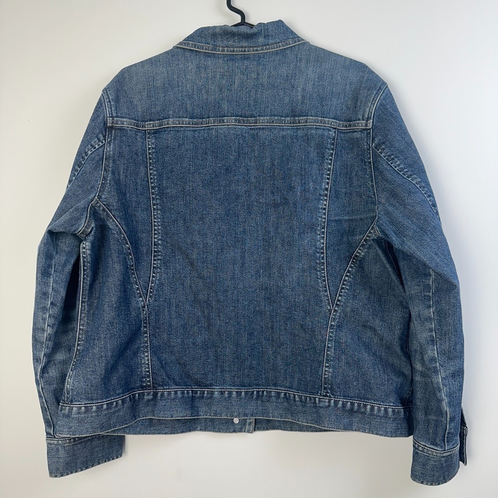 J Jill‎ Jacket Womens XL Trucker Blue Wash Soft Denim Western Boxy Stretch Relax - Picture 2 of 11